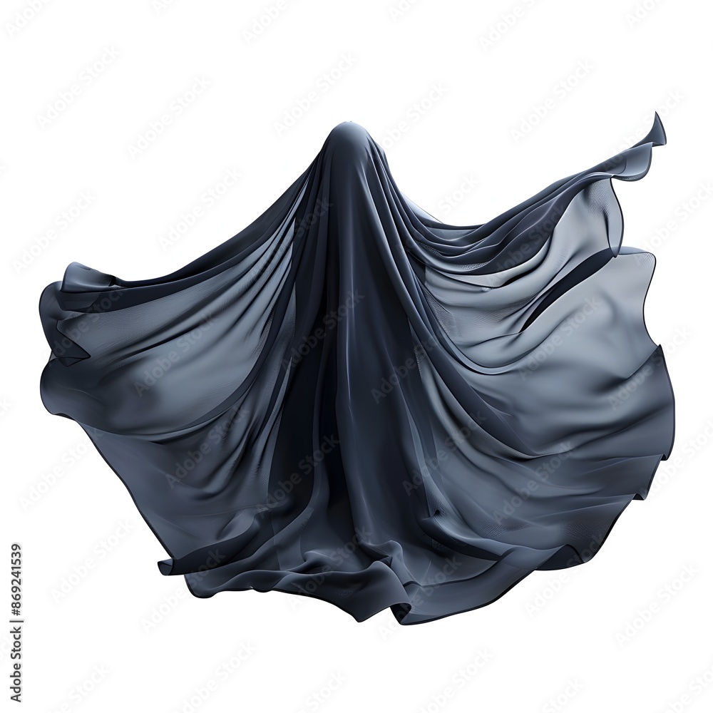 Surreal Vampire Cape Watercolor Art with Flowing Black Fabric on White Background Surreal Vampire Cape Watercolor Art with Flowing Black Fabric on White Background