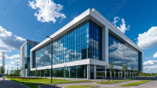 Portrait of Modern Office Building in Business Center