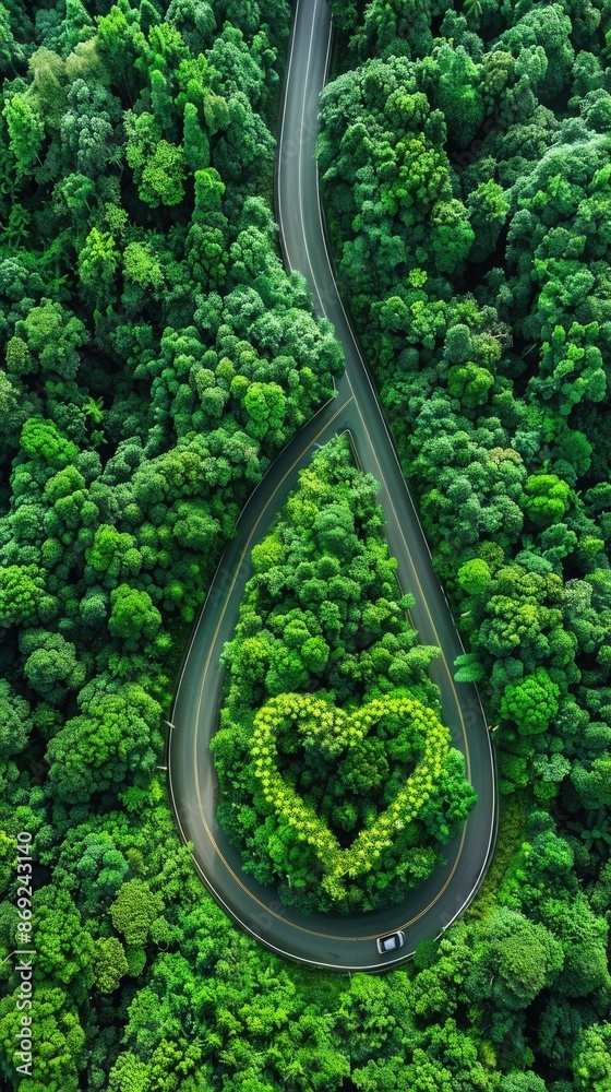 The winding roads in the forest, bird's-eye view The winding roads in the forest, bird's-eye view