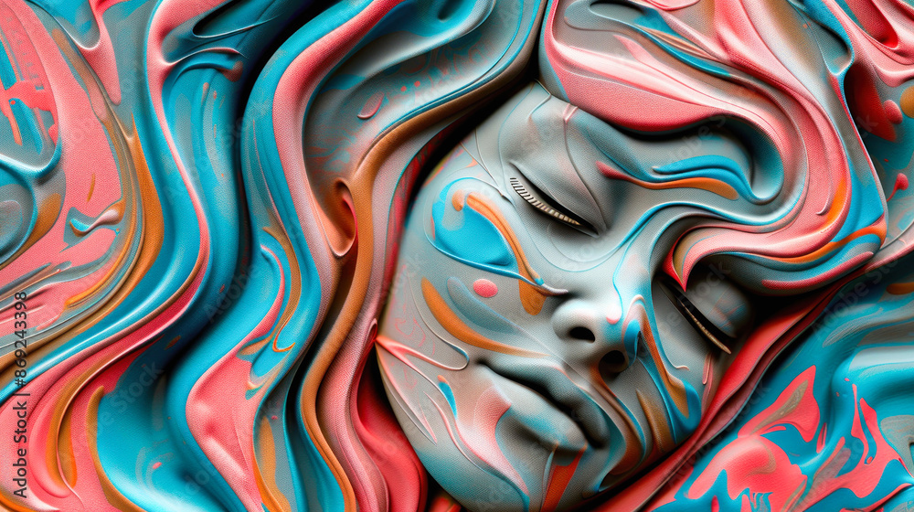Obraz premium Vibrant colors merging in an abstract wavy pattern