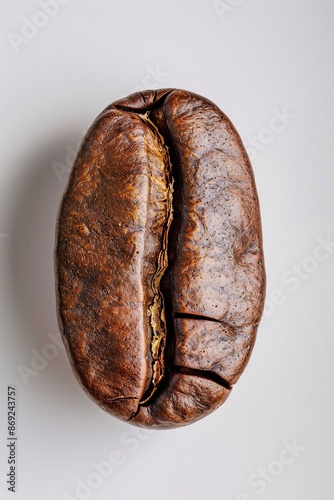 Coffee bean isolated on white background. Macro shot. Ai generative