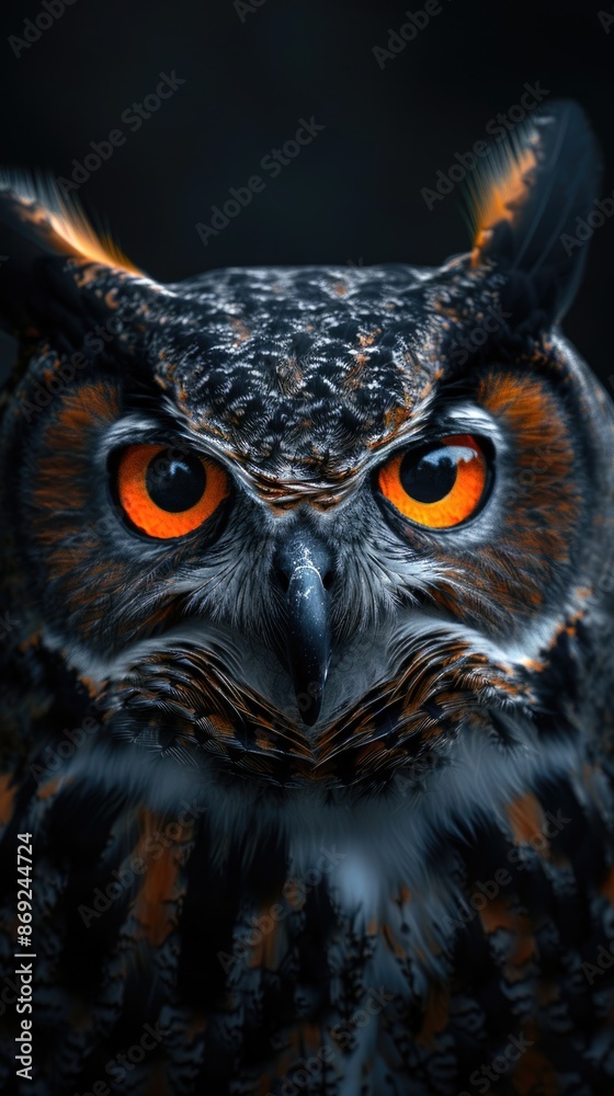 Close up photo of the head of an owl Close up photo of the head of an owl