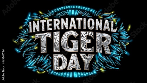 Elegant Glow Typography Design for International Tiger Day Celebration photo