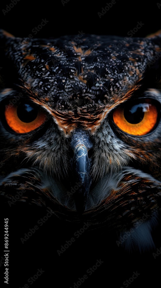 Close up photo of the head of an owl