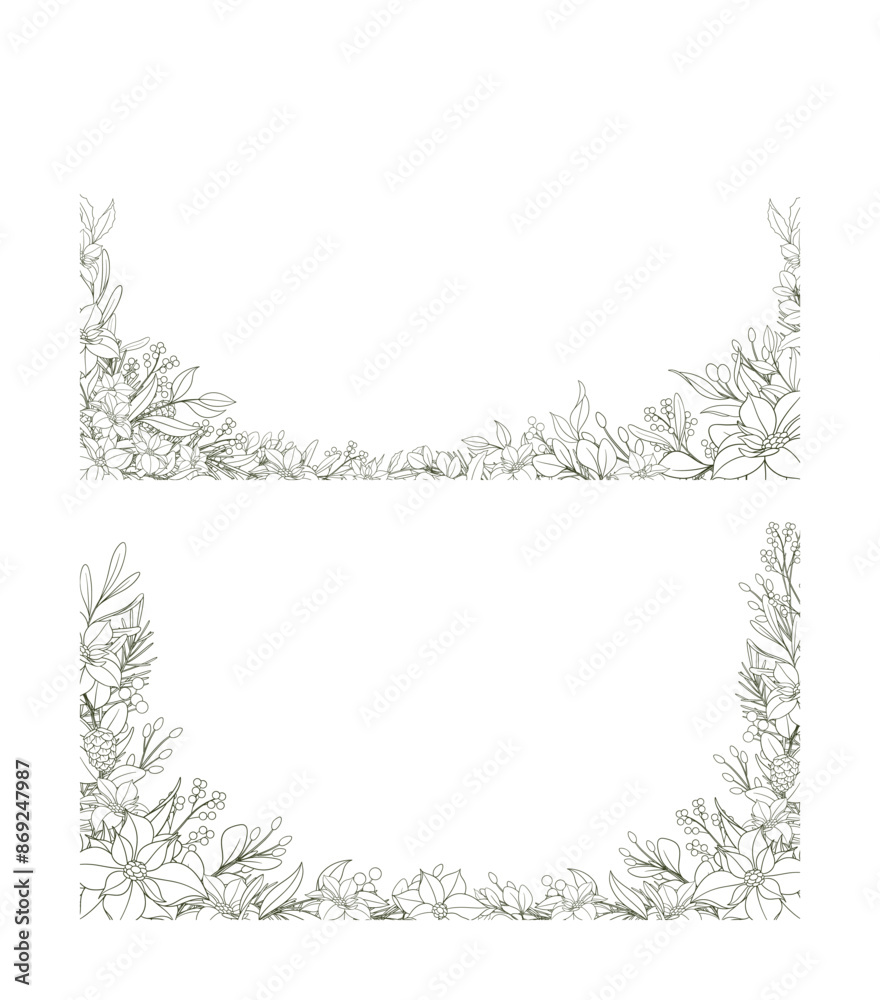 Hand Drawn Christmas Flower Frame Background Hand Drawn Christmas Flower Frame Background
