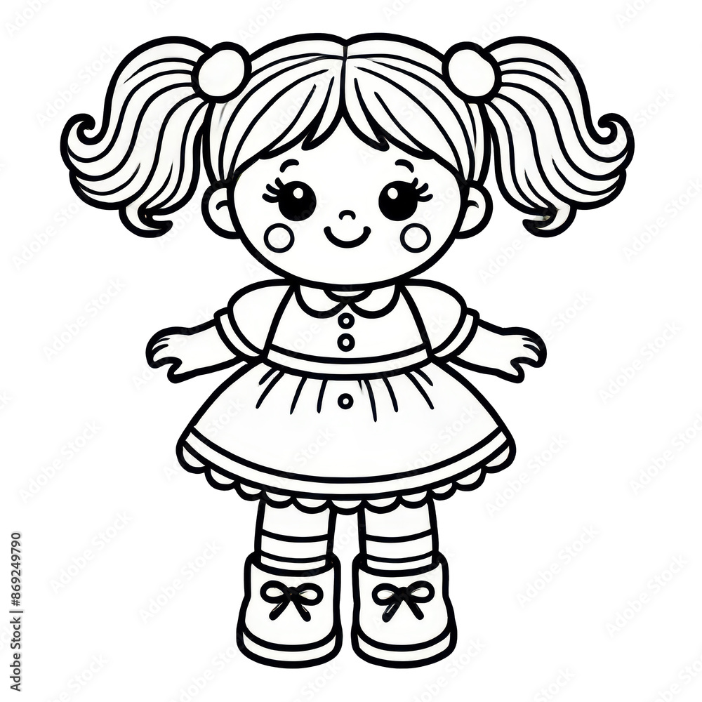 Cute cartoon girl with pigtails, wearing a dress and shoes. A simple and cheerful illustration perfect for children's books, websites, or designs. Cute cartoon girl with pigtails, wearing a dress and shoes. A simple and cheerful illustration perfect for children's books, websites, or designs.