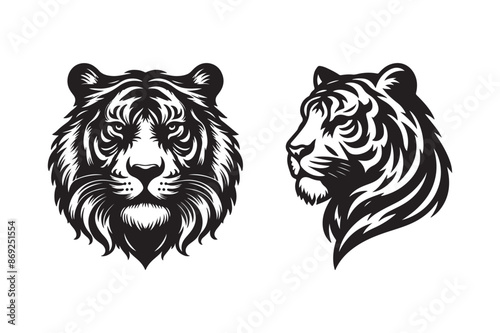 Tiger head silhouette vector art illustration
