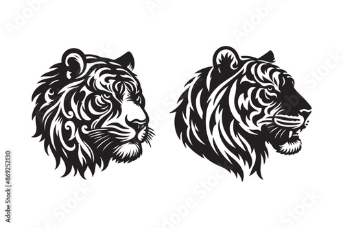 Tiger head silhouette vector art illustration