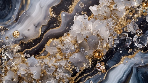Obraz na płótnie Luxurious abstract photo with marble, gold, and diamonds, creating an opulent visual experience. w salonie