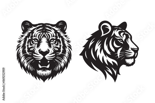 Tiger head silhouette vector art illustration
