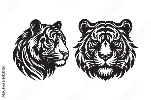 Tiger head silhouette vector art illustration