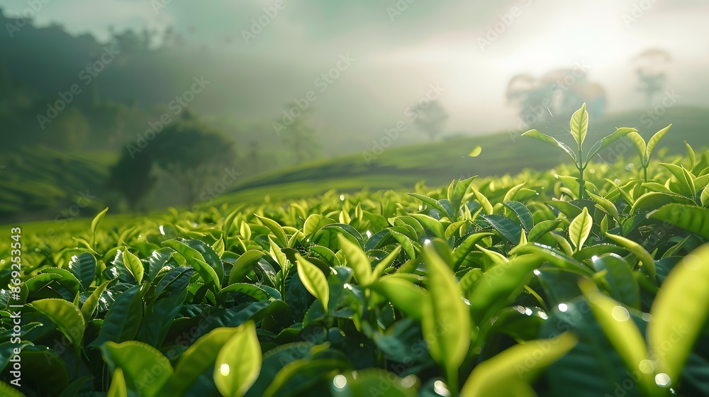 Beautiful green tea plantation natural scenery Beautiful green tea plantation natural scenery