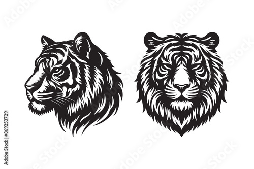 Tiger head silhouette vector art illustration