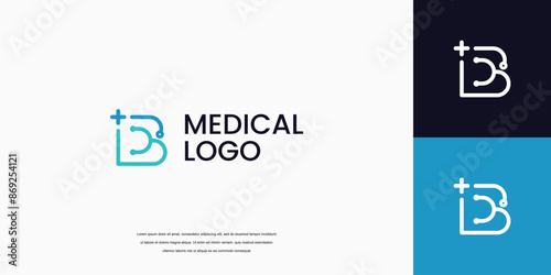 letter B logo with stethoscope icon medical healthcare logo