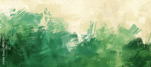 Emerald Green and Beige Brush Strokes