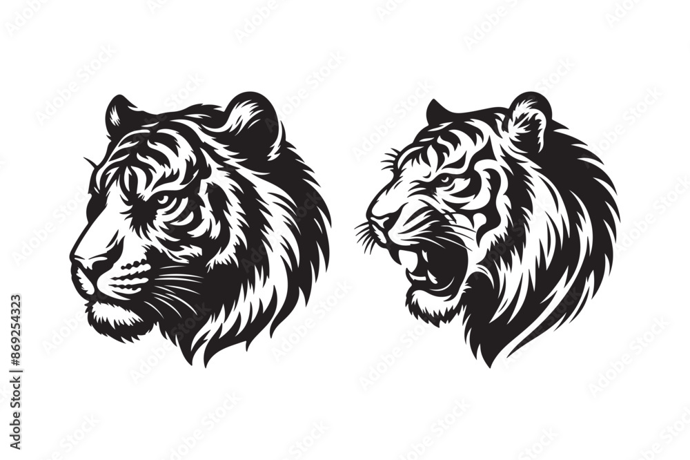 Tiger head silhouette vector art illustration Tiger head silhouette vector art illustration