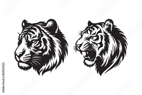 Tiger head silhouette vector art illustration