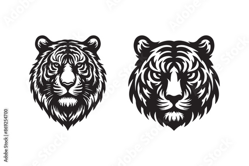 Tiger head silhouette vector art illustration