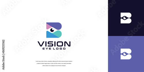 vision logo, letter B eye logo design