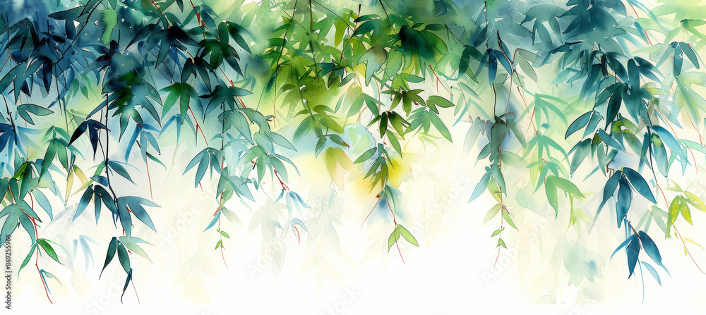 Gradient Blend Watercolor Painting of Bamboo Shoots Gradient Blend Watercolor Painting of Bamboo Shoots