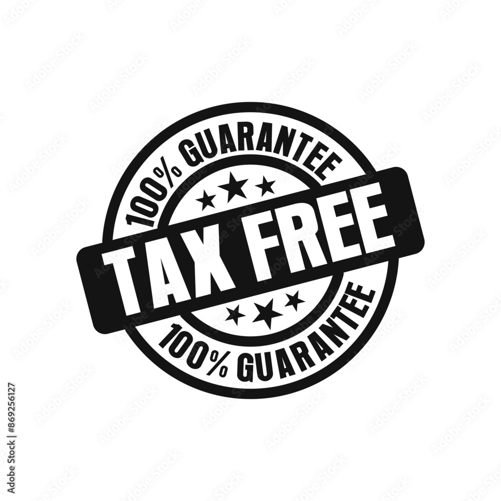 Fototapeta premium 100% Guarantee Tax Free icon logo sign vector outline