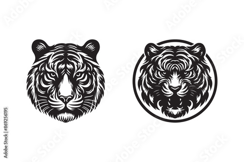 Tiger head silhouette vector art illustration