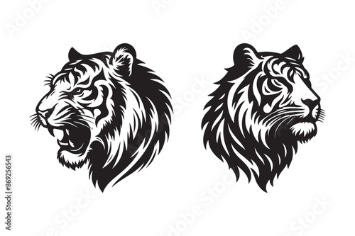 Tiger head silhouette vector art illustration