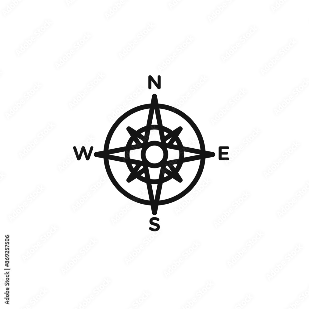 Obraz premium compass navigation icon logo sign vector outline