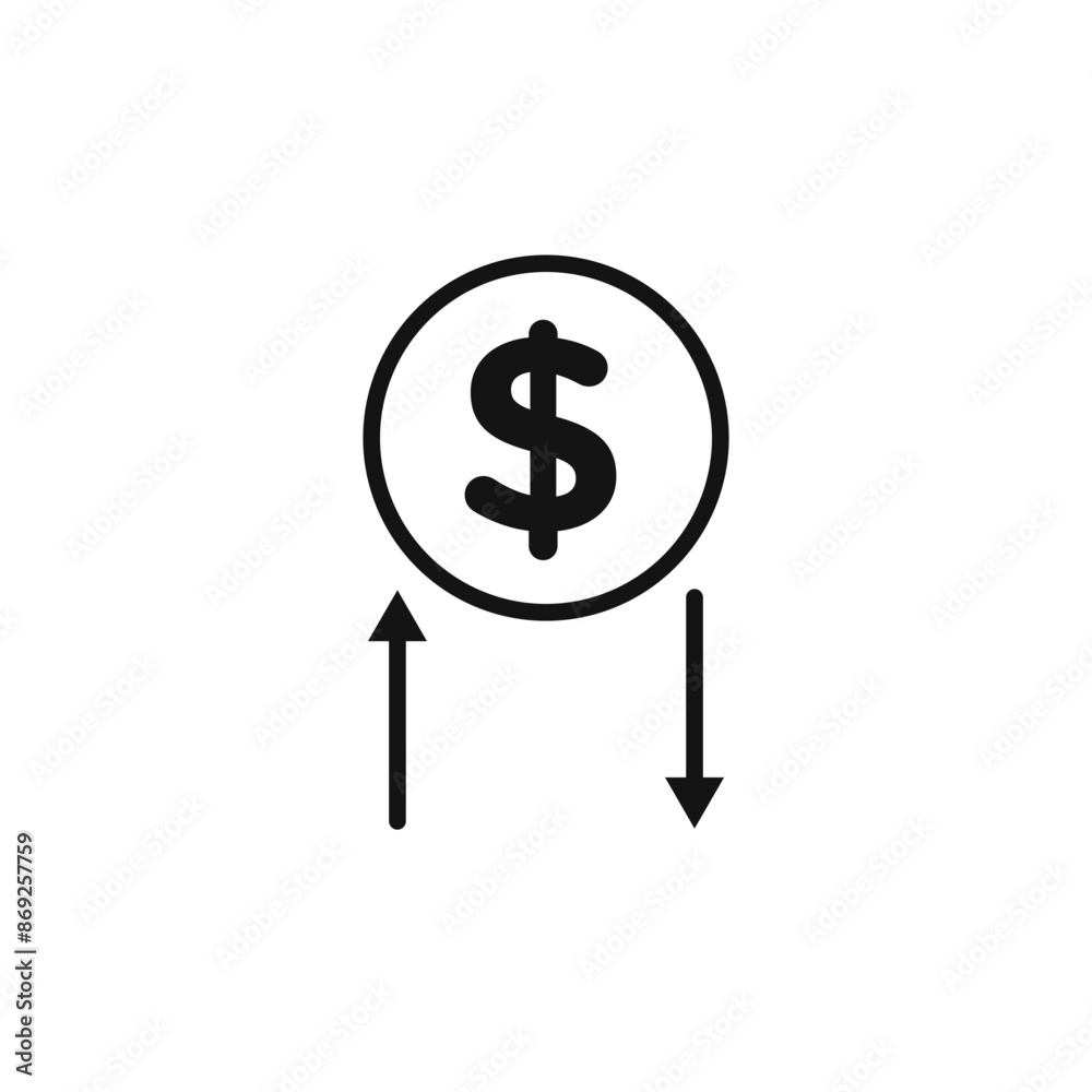 Dollar sign up and down arrow icon logo sign vector outline Dollar sign up and down arrow icon logo sign vector outline