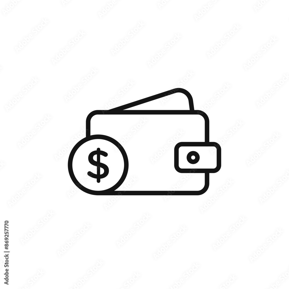Dollar wallet icon logo sign vector outline Dollar wallet icon logo sign vector outline