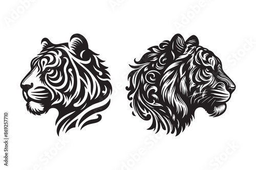 Tiger head silhouette vector art illustration