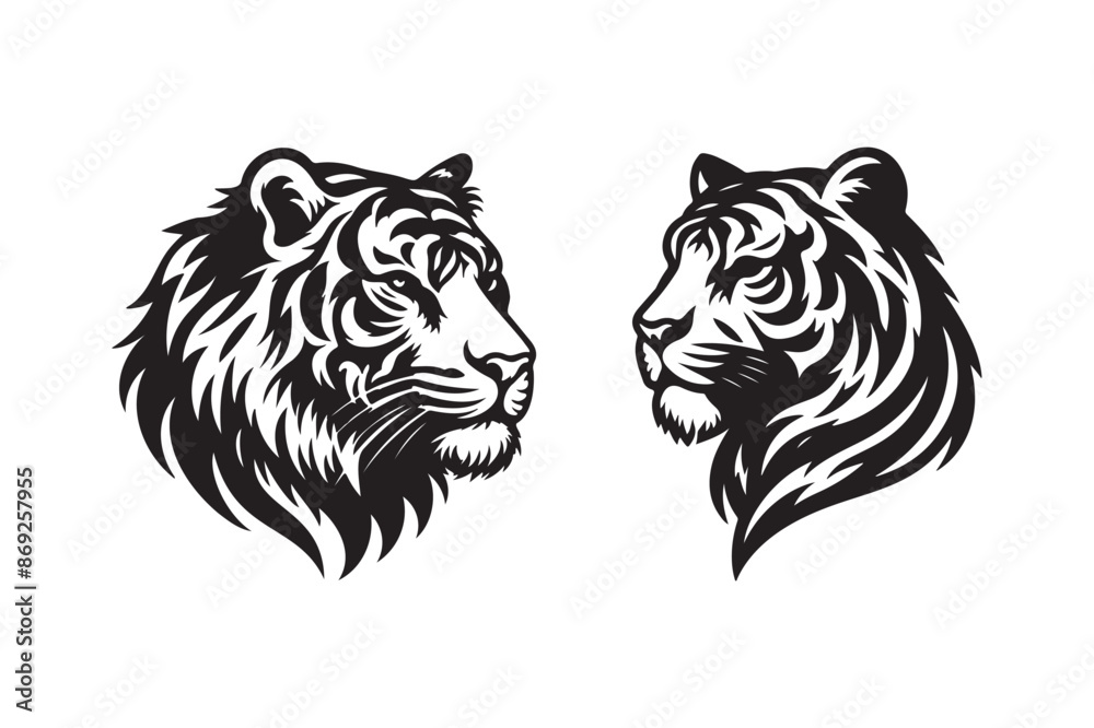 Tiger head silhouette vector art illustration