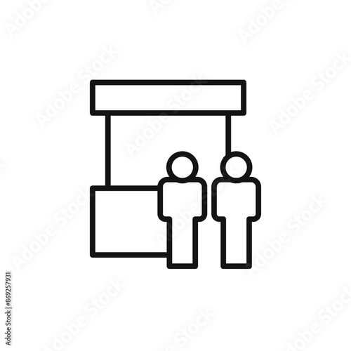 exhibition stand booth icon logo sign vector outline