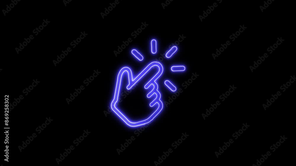 Glowing Neon Easy To Use Icon - Animated Linear Symbol, Isolated on Black, 4K Ultra HD Motion Graphic Animation