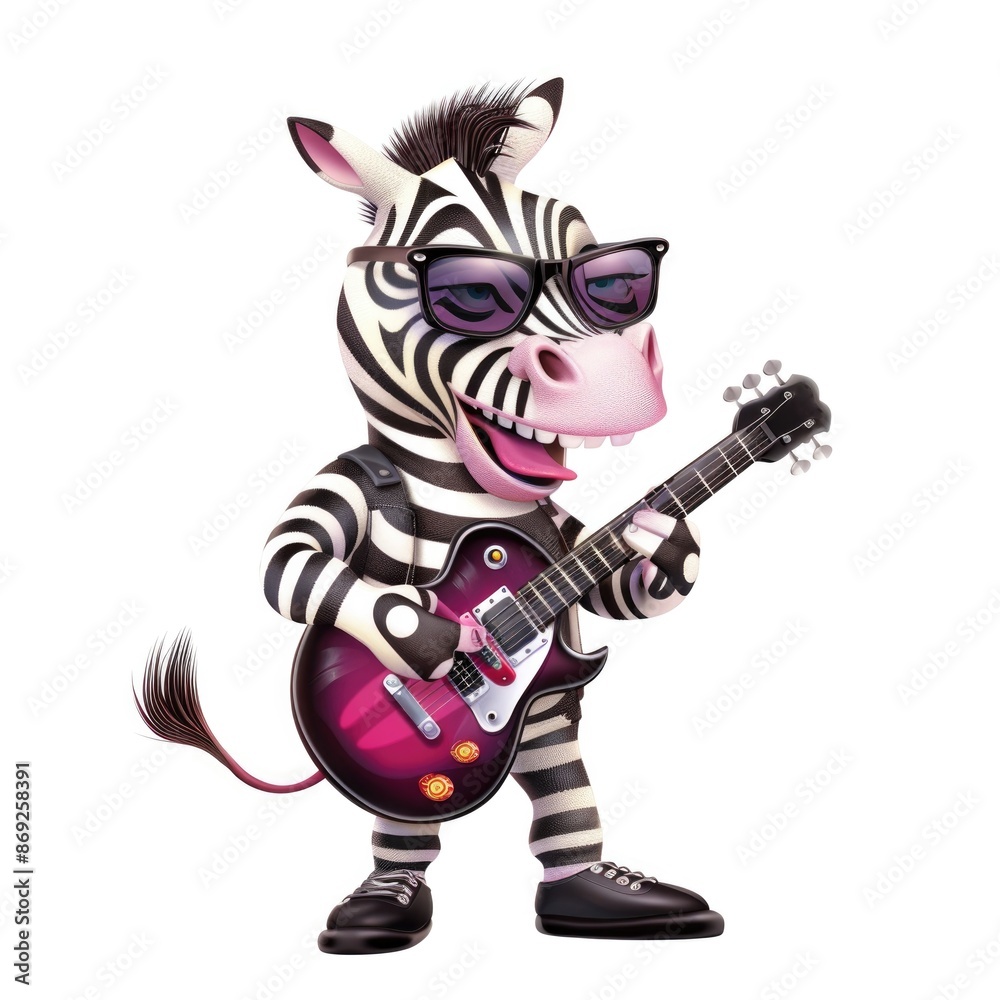 Cool Rocking Zebra with Guitar Sunglasses Cool Rocking Zebra with Guitar Sunglasses