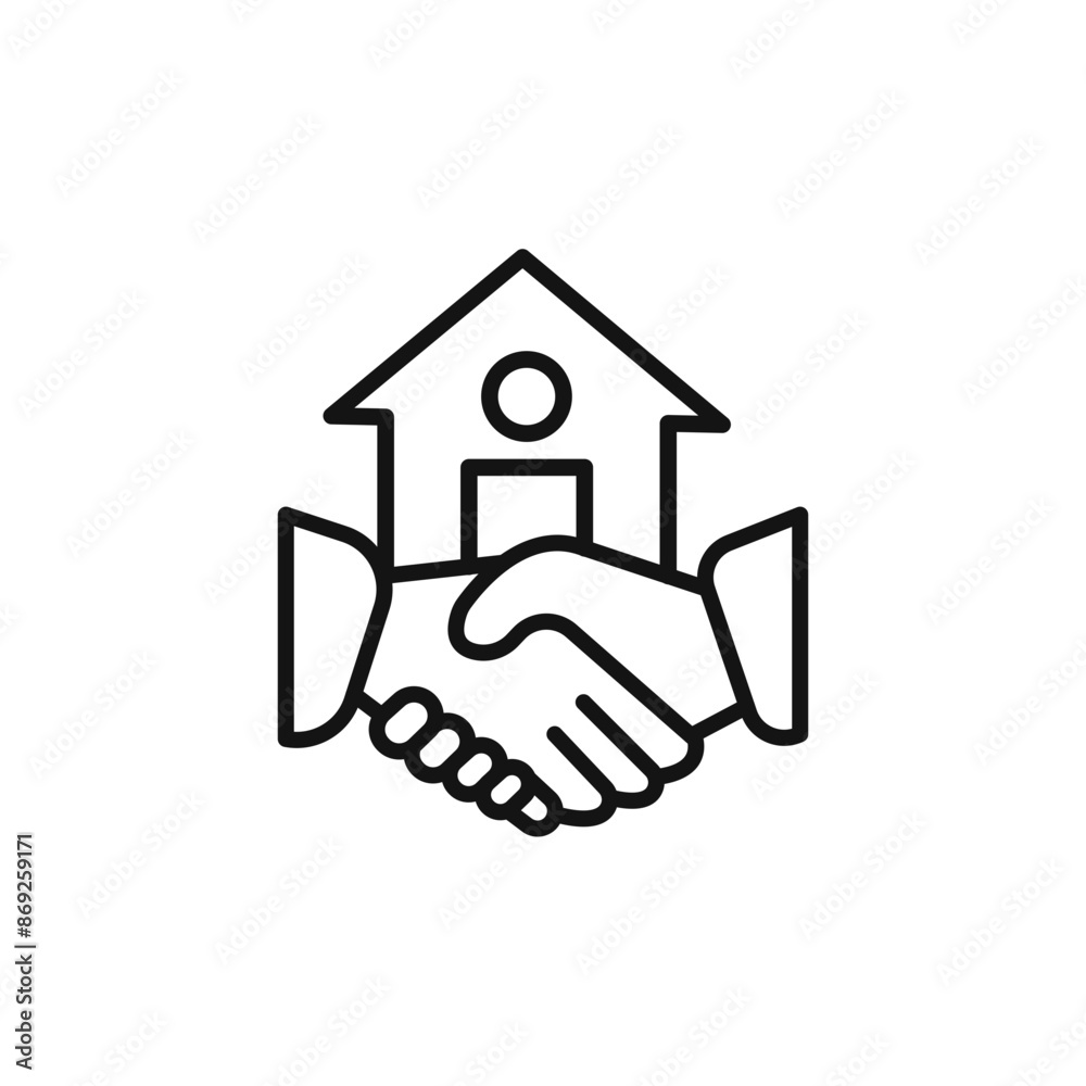 hands home deal icon logo sign vector outline hands home deal icon logo sign vector outline