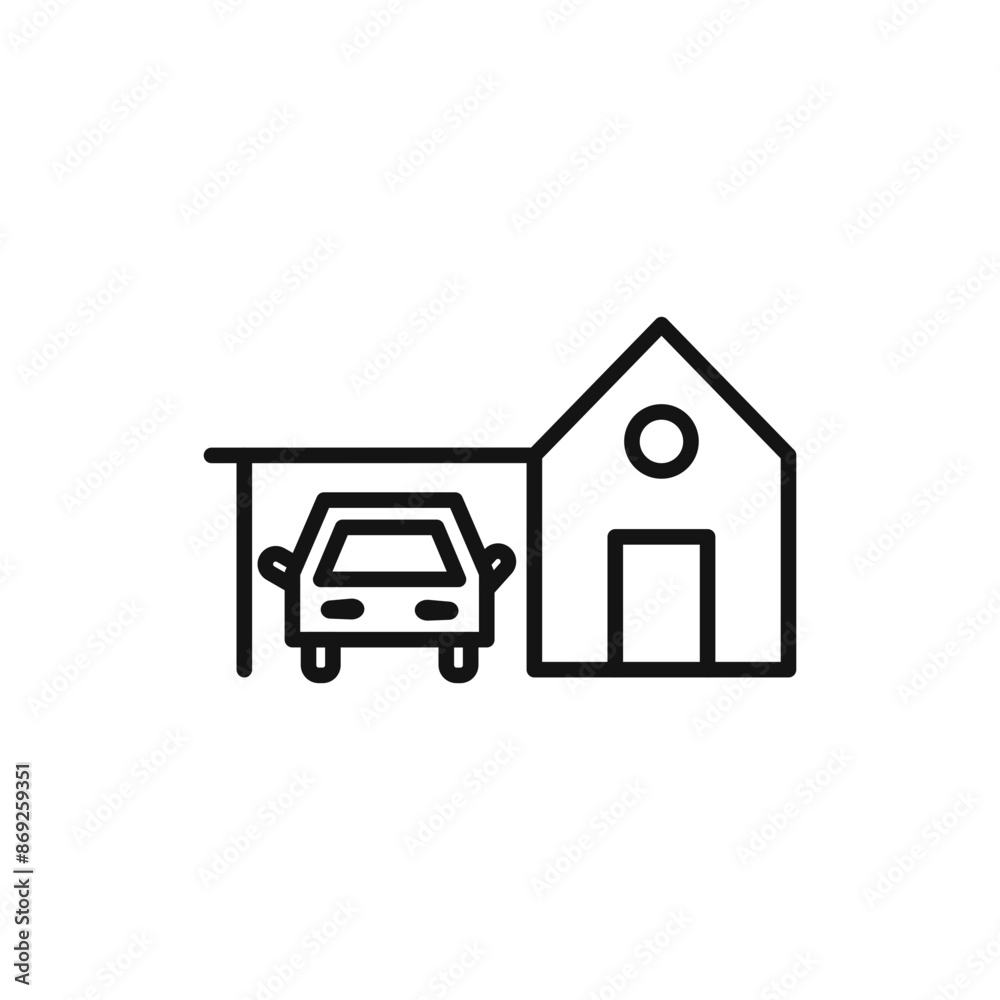 house with garage icon logo sign vector outline house with garage icon logo sign vector outline
