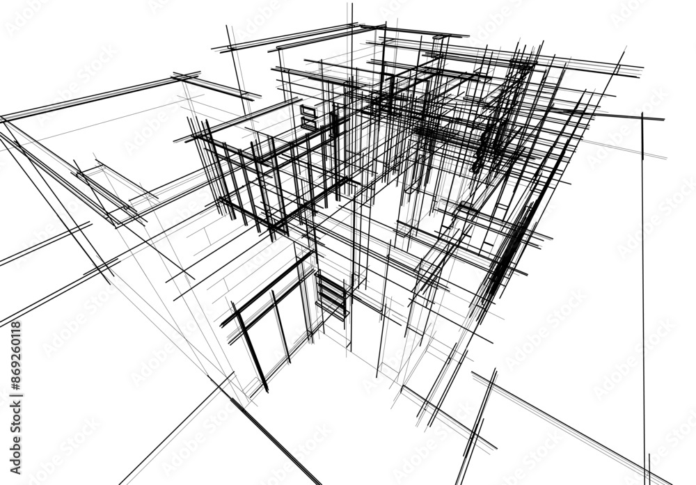 house building sketch architecture 3d illustration house building sketch architecture 3d illustration