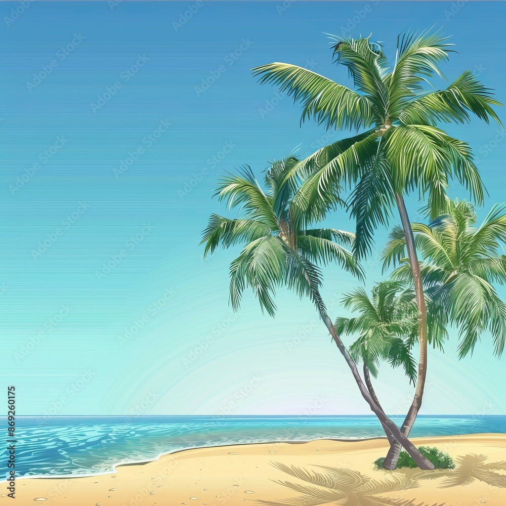 Palm Tree Painting on Beach Palm Tree Painting on Beach