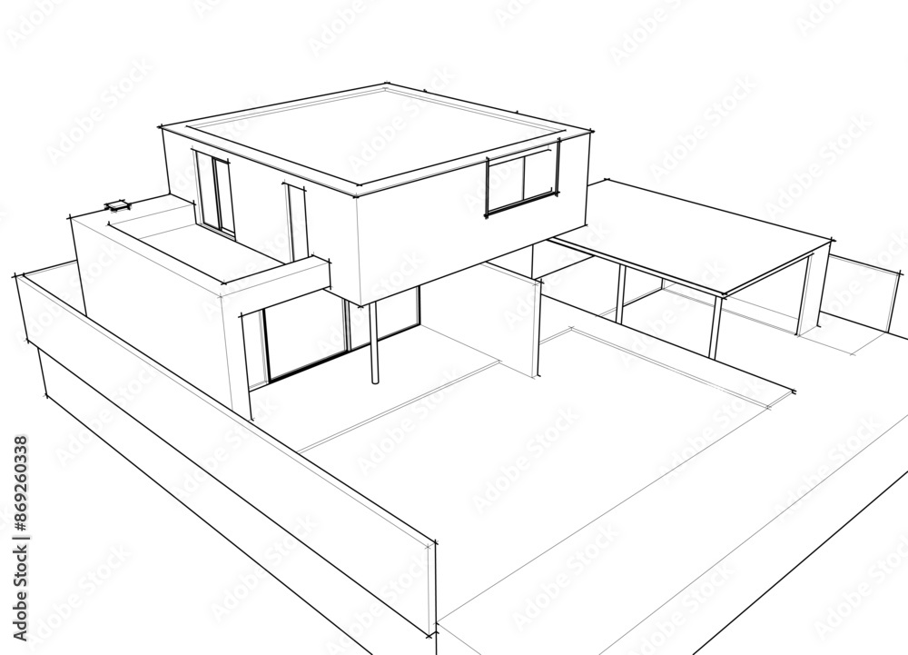 house building sketch architecture 3d illustration house building sketch architecture 3d illustration