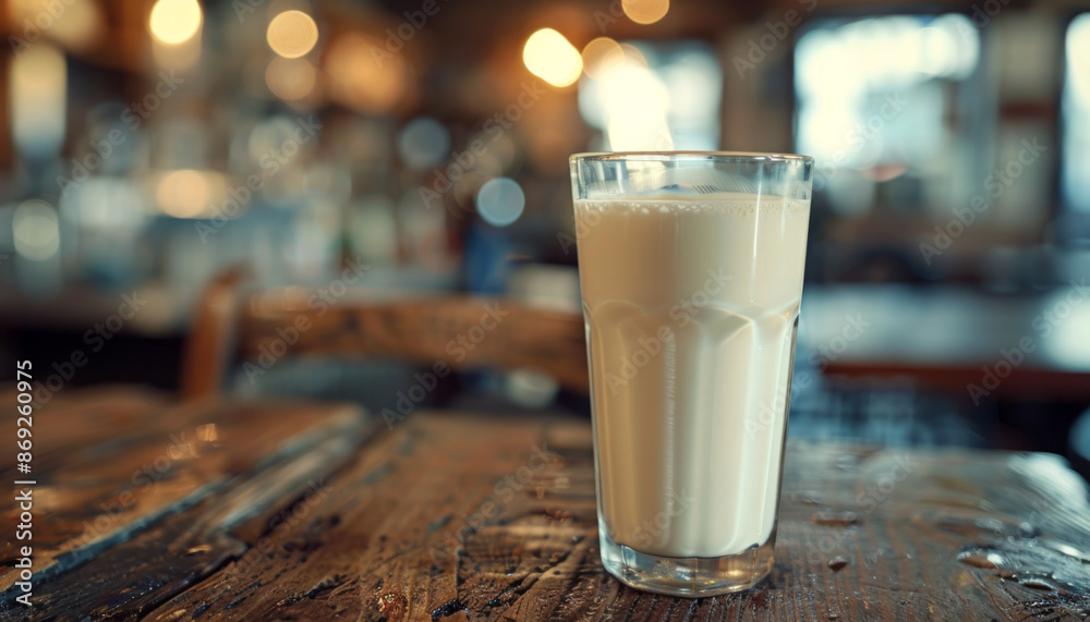 A Glass of Milk on a Rustic Wooden Table A Glass of Milk on a Rustic Wooden Table