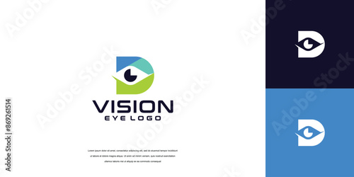 vision logo, letter D eye logo design