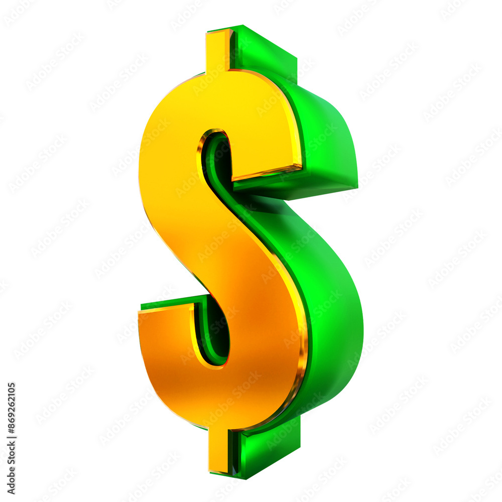 Dollar symbol 3d render gold mix red green stroke Dollar symbol 3d render gold mix red green stroke