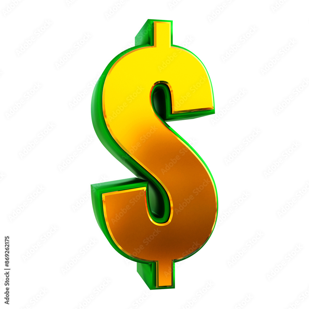 Dollar symbol 3d render gold mix red green stroke Dollar symbol 3d render gold mix red green stroke