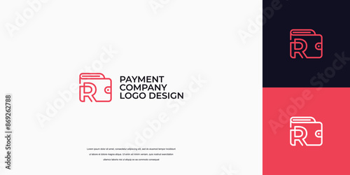 payment logo design, wallet logo with letter R