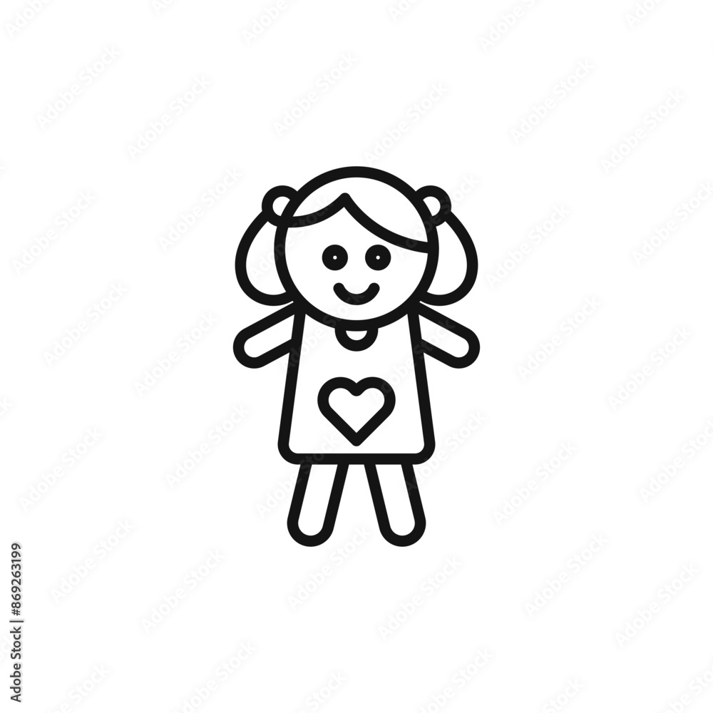Russian girl doll icon logo sign vector outline Russian girl doll icon logo sign vector outline