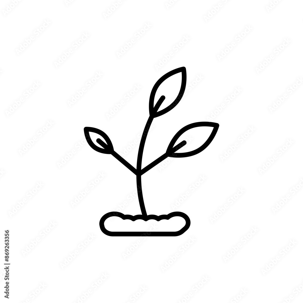 Seedling in soil icon logo sign vector outline Seedling in soil icon logo sign vector outline