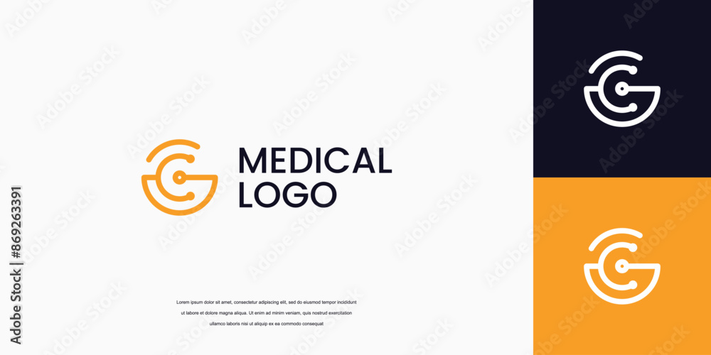 letter G logo with stethoscope icon medical healthcare logo Stock ...