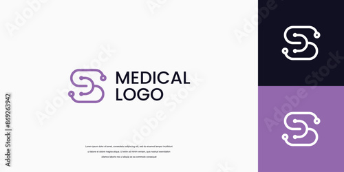 letter S logo with stethoscope icon medical healthcare logo