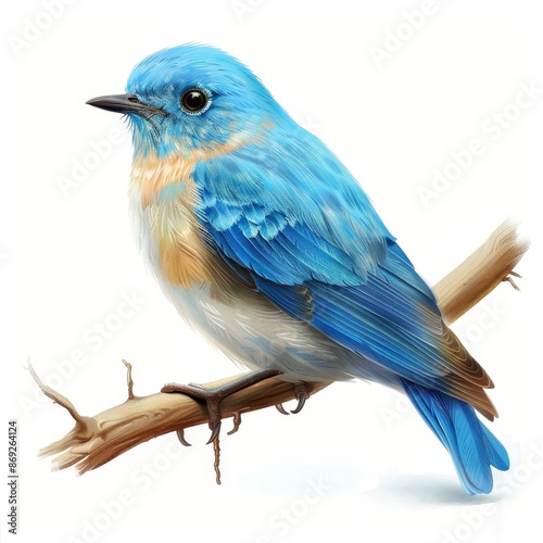 A blue bird is perched on a branch © Withheart
